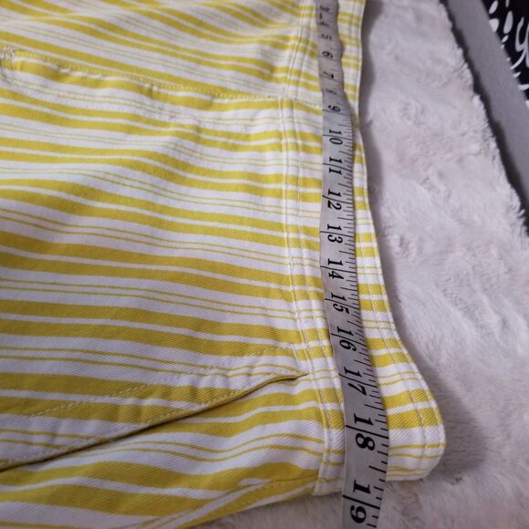 LOFT Skirt Women's Size 14 Striped Yellow White Pockets New - Picture 6 of 9